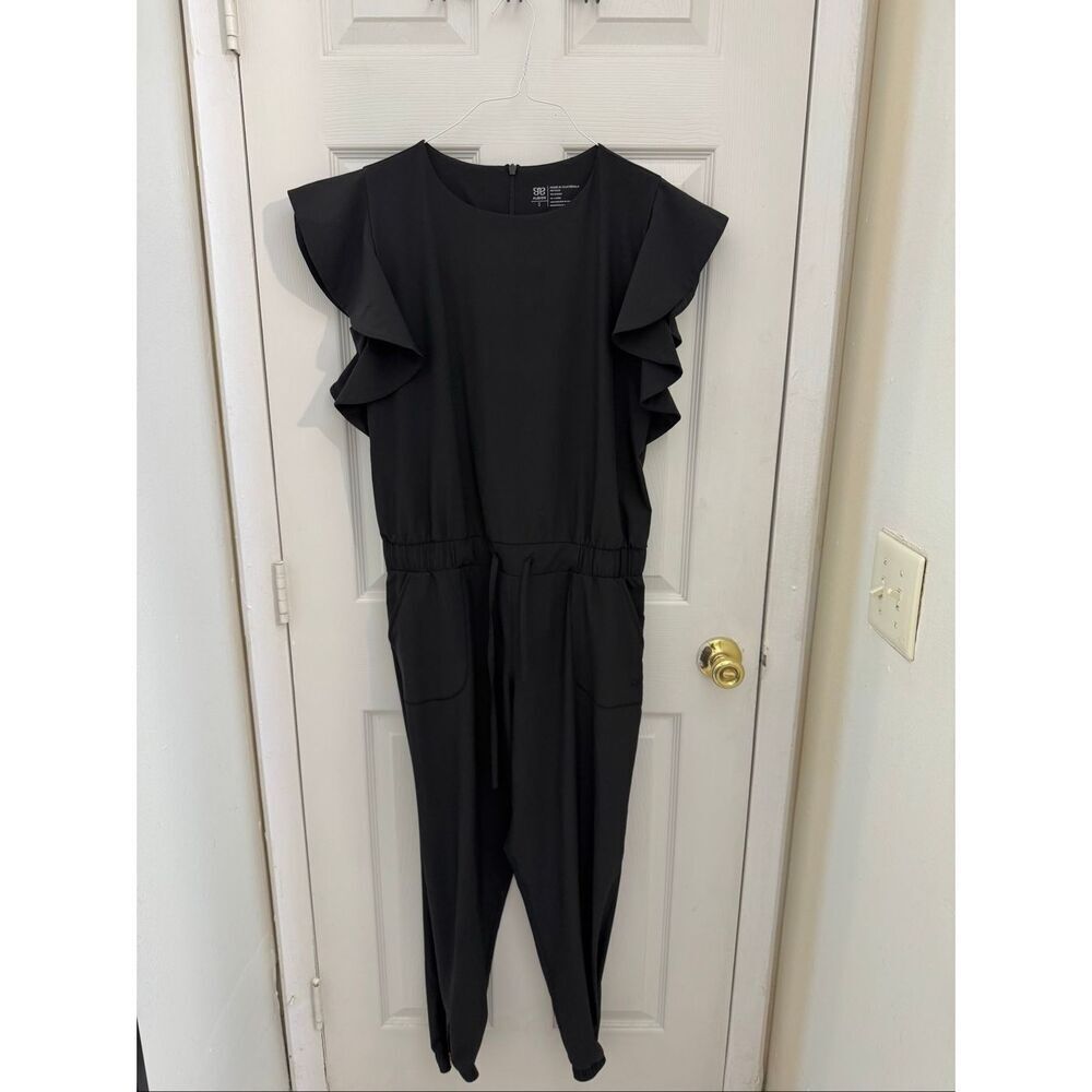 Albion Fit 9 to 9 Jumpsuit Size Small Black Short Sleeve Women’s One Piece - Picture 2 of 7